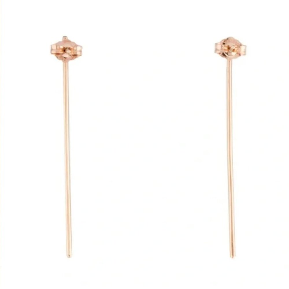 18K Diamond Bar Drop Earrings - Picture 4 of 16